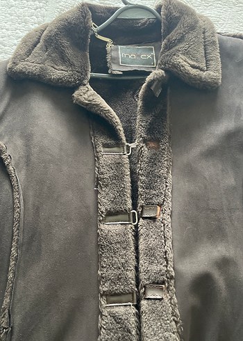 Kahverengi Süet, Kürklü Uzun Kadın Kaban - Görsel 6