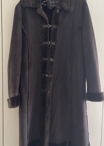 Kahverengi Süet, Kürklü Uzun Kadın Kaban - Görsel 3