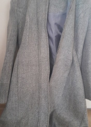 Bershka Gri Uzun Kadın Kaban
