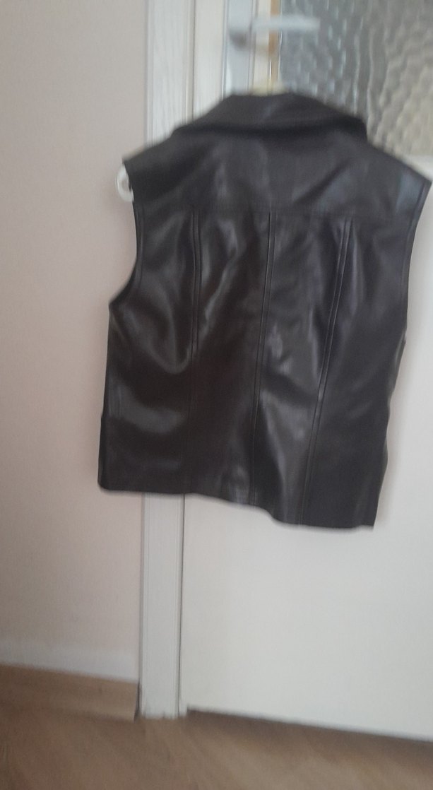 Siyah Kemerli Deri Biker Yelek - Görsel 3