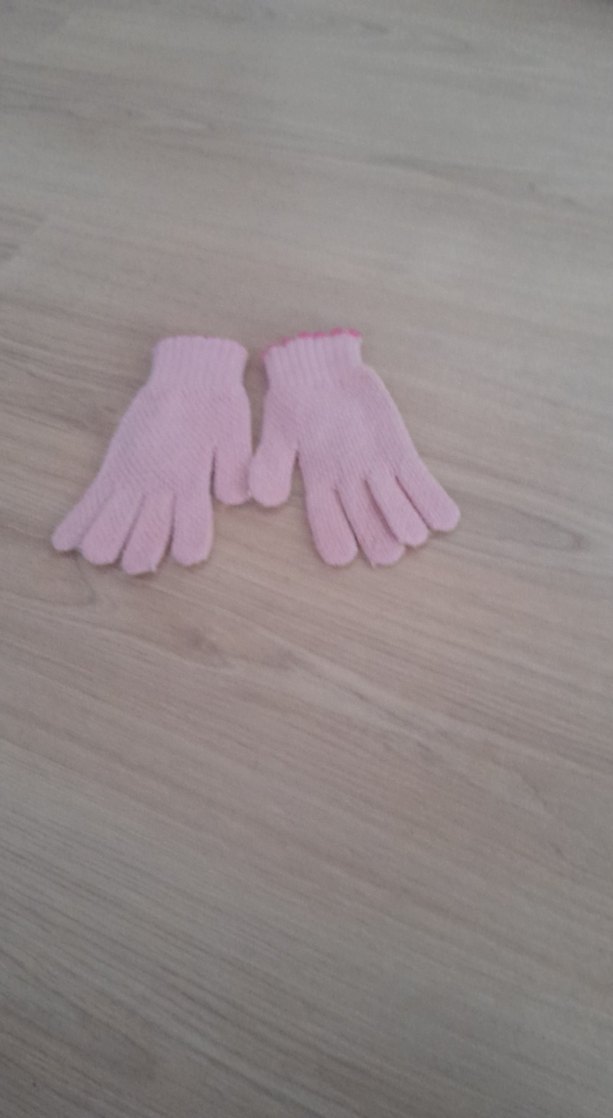 Nakışlı Örgü Pembe Kız Eldiveni - Görsel 2