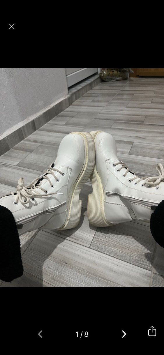 Beyaz Platform Topuklu Gotik Kadın Bot - Görsel 2