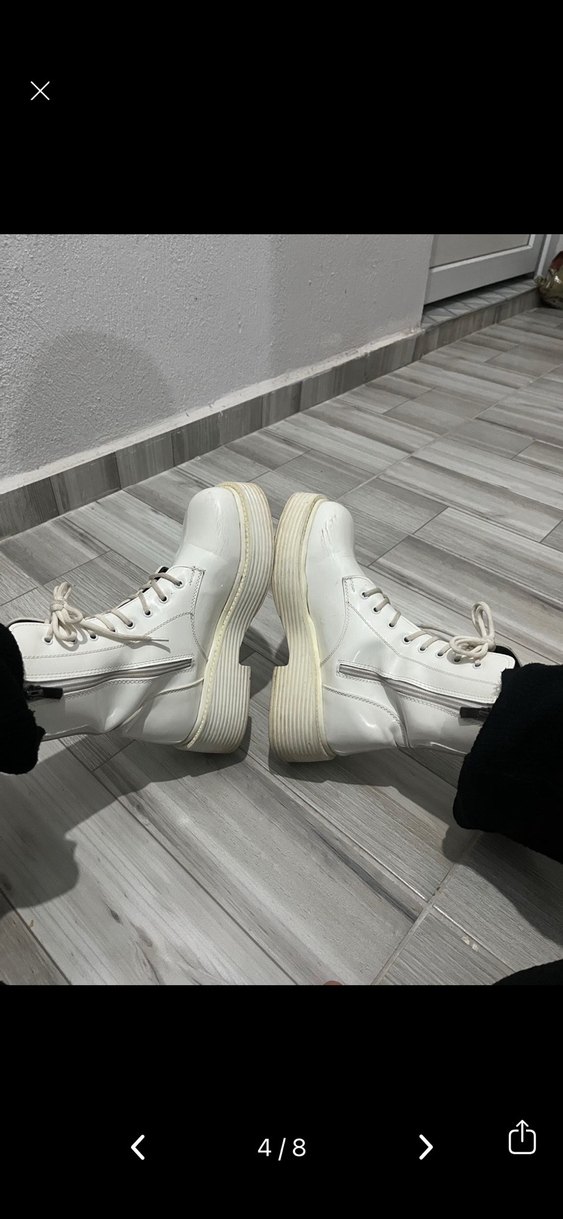 Beyaz Platform Topuklu Gotik Kadın Bot - Görsel 4