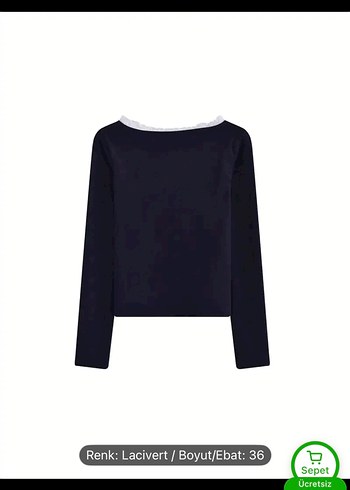 Lacivert Dantel Detaylı Kadın Bluz - Görsel 4