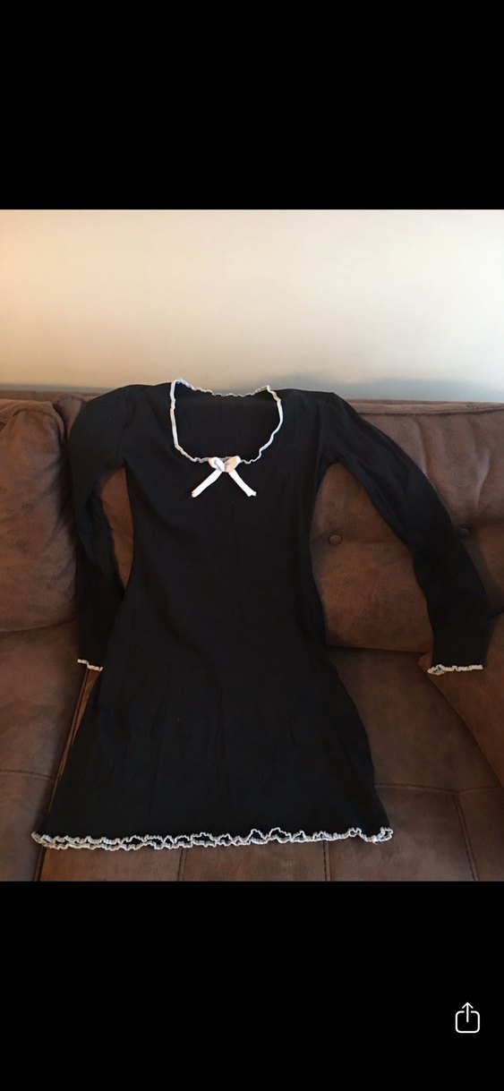 Dantelli Siyah Gotik Uzun Kollu elbise - Görsel 2