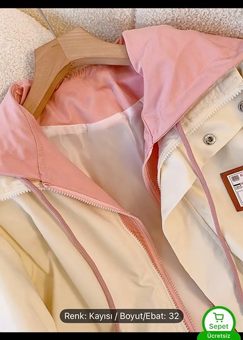 Kapüşonlu, Fermuarlı Beyaz Kadın Ceket - Görsel 5