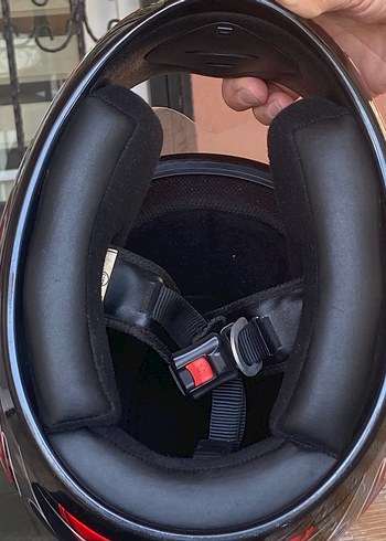 Kilitli Kırmızı Baskılı Biker Kask - Görsel 5