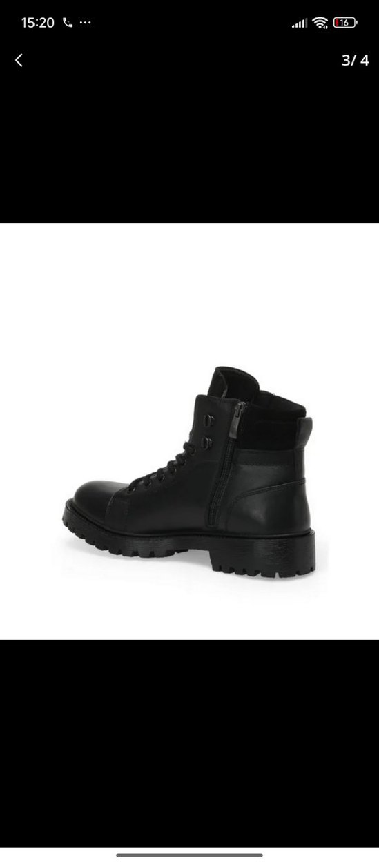 Siyah Kamuflaj Desenli Platform Topuklu erkek Bot - Görsel 3