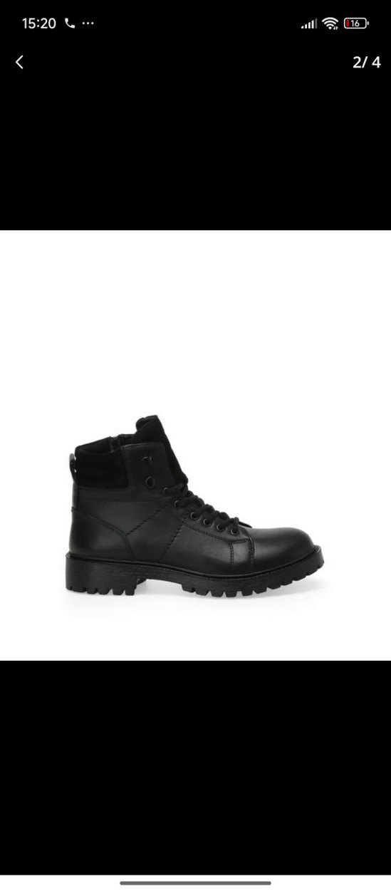 Siyah Kamuflaj Desenli Platform Topuklu erkek Bot - Görsel 2