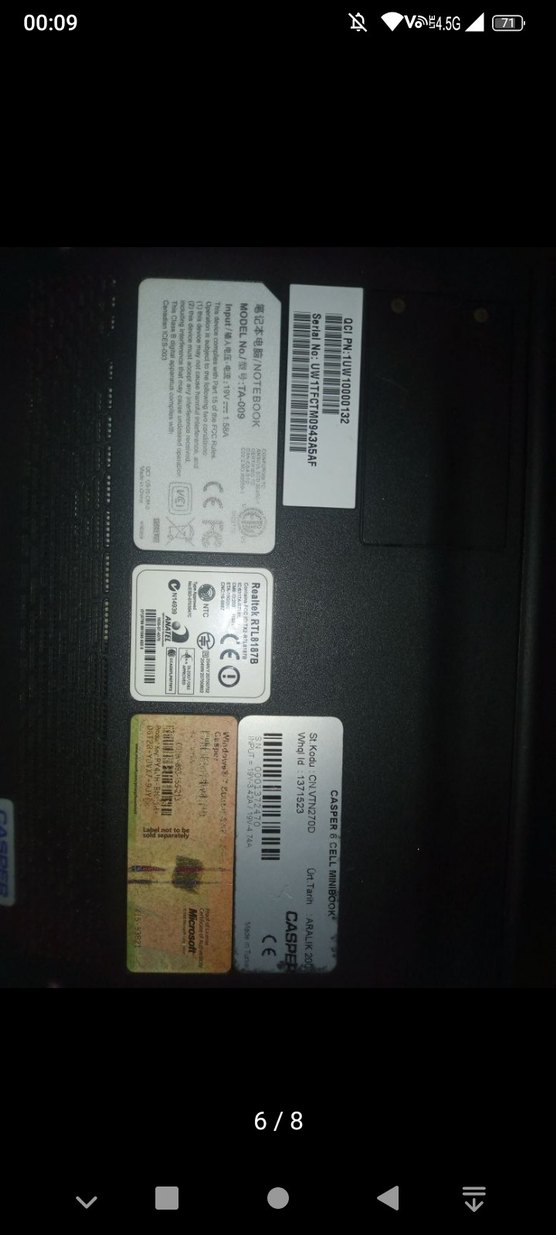 Siyah Casper Intel Dizüstü Bilgisayar - Görsel 4