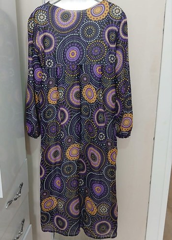 Uzun Kollu Bohem Pliseli Elbise - Görsel 2