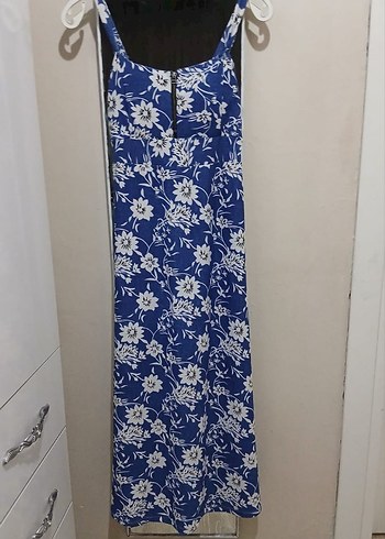 Kadın Lacivert Çiçekli Bohem Uzun Elbise - Görsel 2