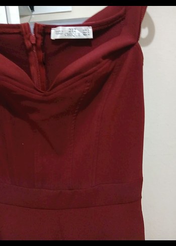 Bordo Drapeli Uzun Abiye Elbise - Görsel 2