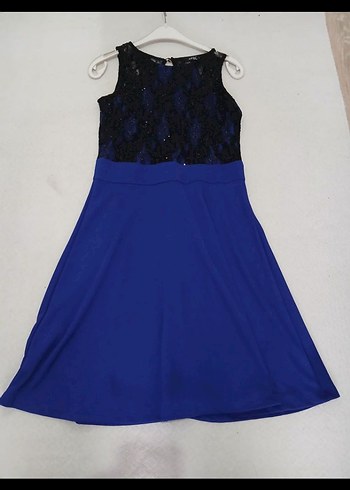 Dantel Detaylı Lacivert Mini Elbise - Görsel 2