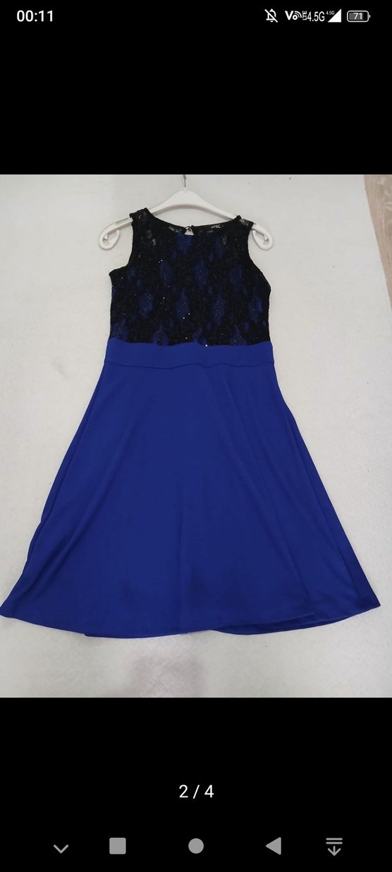 Dantel Detaylı Lacivert Mini Elbise - Görsel 2