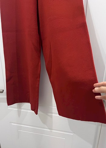 Kırmızı Kadın Uzun triko Pantolon - Görsel 2