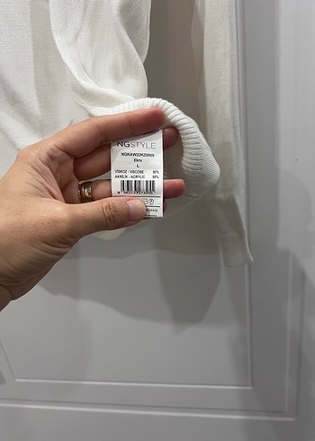 Ng style V Yaka Beyaz Uzun Kollu Kadın triko Kazak - Görsel 3