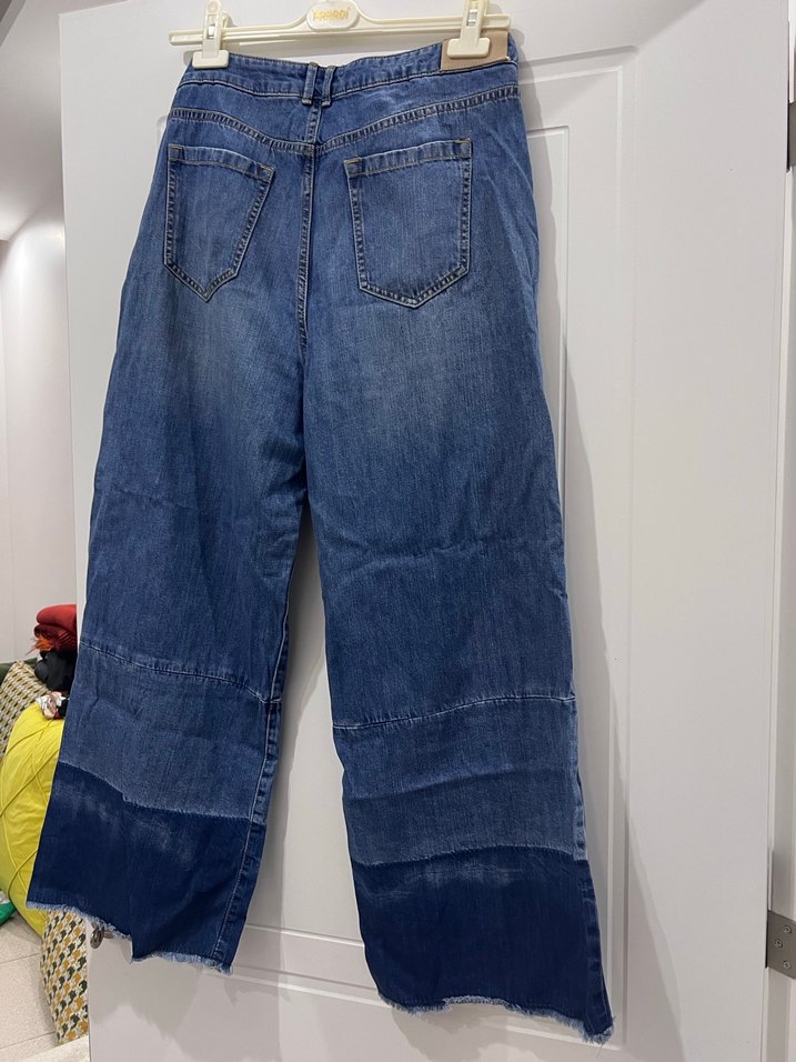 Geniş Kesim Midi Boy Kadın Kot Pantolon - Görsel 4