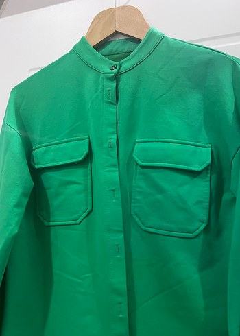 Zara Düğmeli Yeşil Kadın ceket - Görsel 3