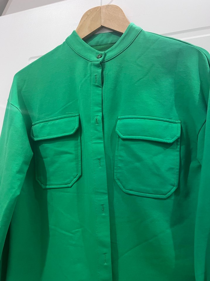 Zara Düğmeli Yeşil Kadın ceket - Görsel 3