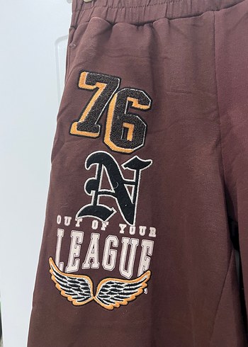 Baskılı Bağcıklı Kahverengi Kadın Eşofman - Görsel 3