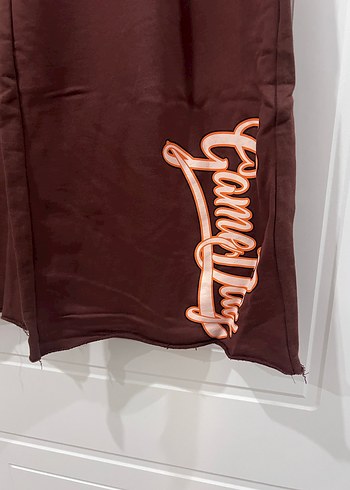 Baskılı Bağcıklı Kahverengi Kadın Eşofman - Görsel 2