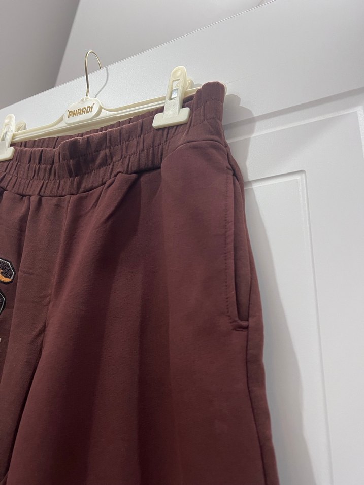 Baskılı Bağcıklı Kahverengi Kadın Eşofman - Görsel 4