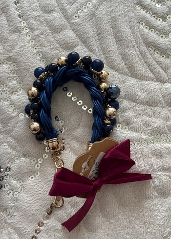 Mavi Boncuklu Kısa Bohem Kolye ve Bileklik Seti - Görsel 3