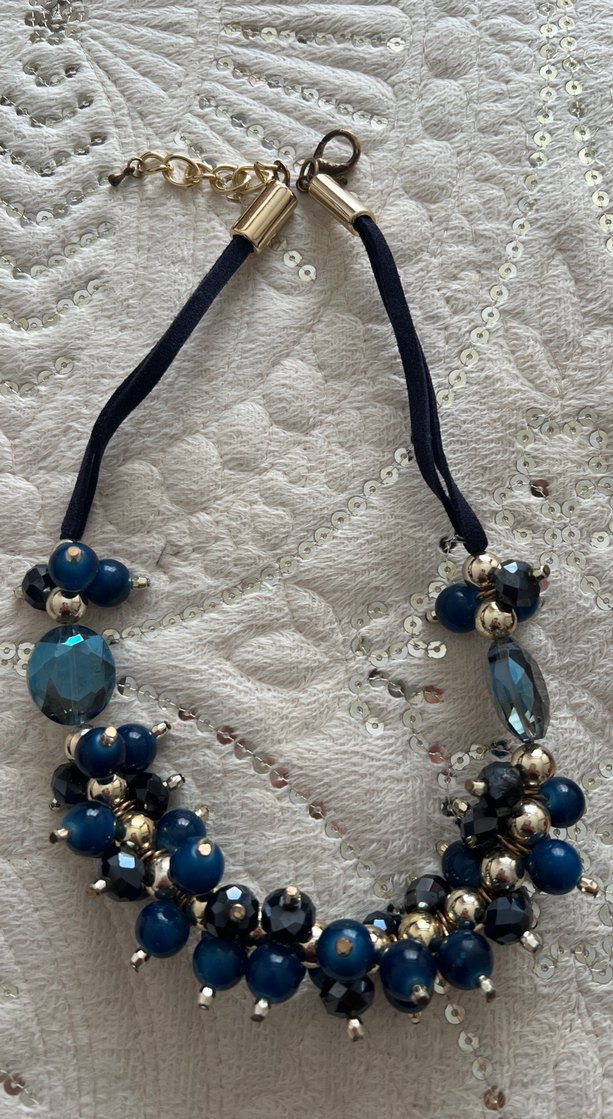 Mavi Boncuklu Kısa Bohem Kolye ve Bileklik Seti - Görsel 2