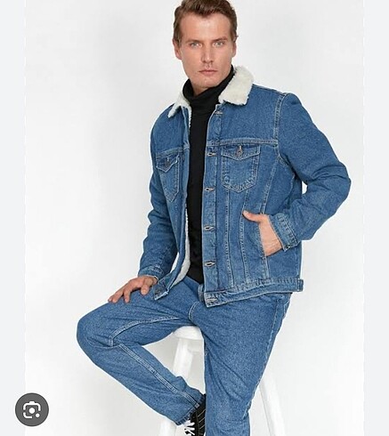 MAVİ İÇİ KÜRKLÜ ERKEK CEKET - Görsel 2