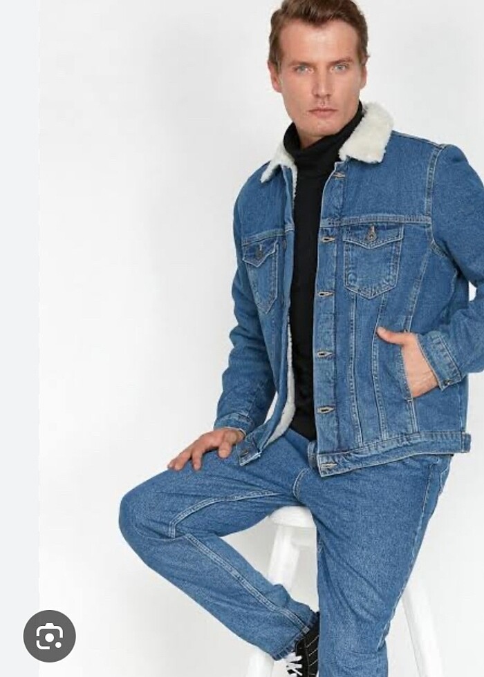 MAVİ İÇİ KÜRKLÜ ERKEK CEKET - Görsel 2