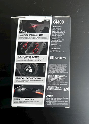 MSI MSI Clutch GM08 Siyah Kablolu Gaming Mouse