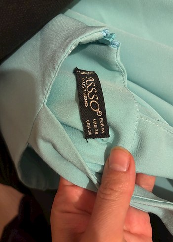 Turkuaz Uzun Drapeli Straplez Elbise - Görsel 6