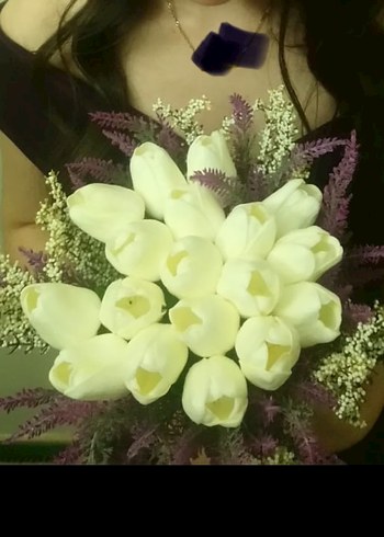 Kayık Yaka Mor Uzun Kadın Elbise - Görsel 2