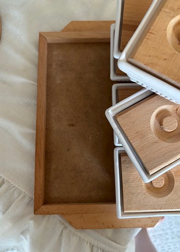 Ahşap Kapaklı Bej Saklama Kapları - Görsel 4