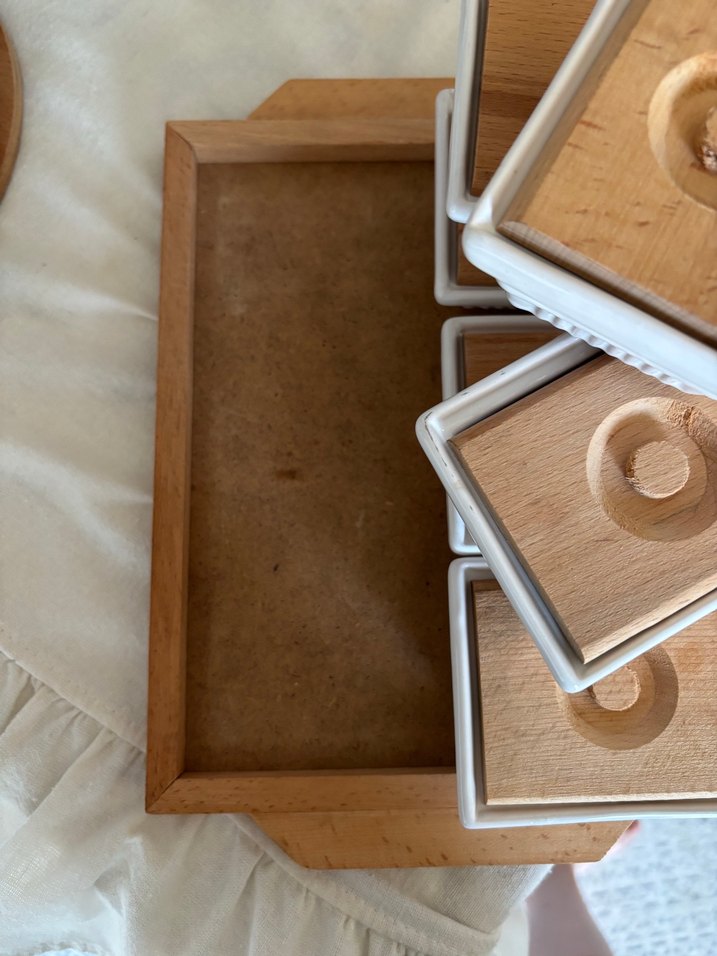 Ahşap Kapaklı Bej Saklama Kapları - Görsel 4