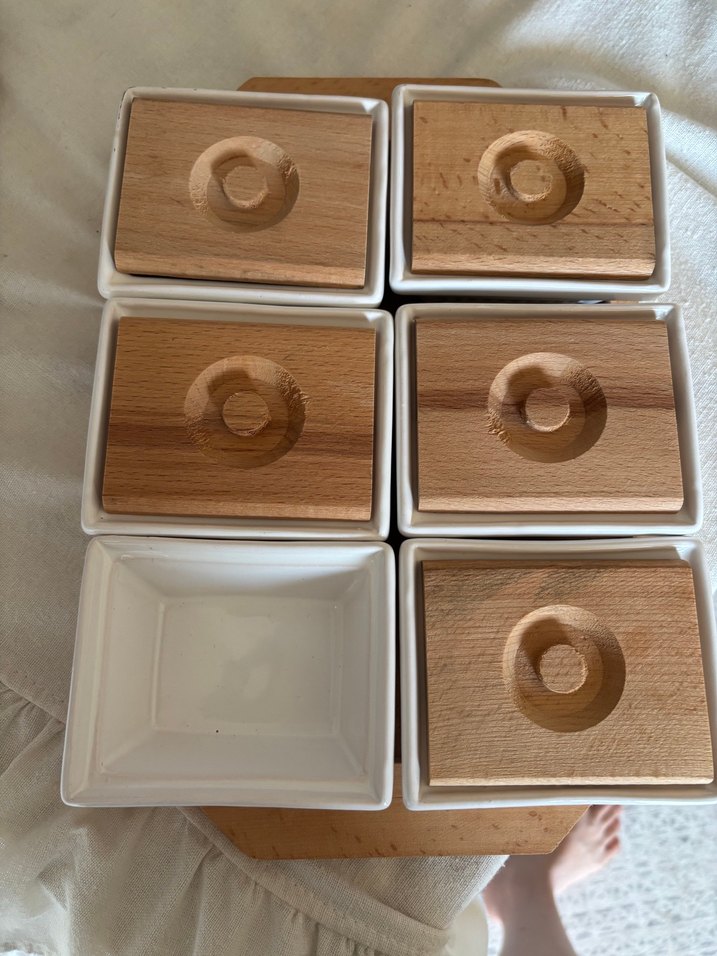Ahşap Kapaklı Bej Saklama Kapları - Görsel 5