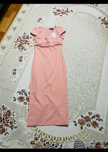 Zara Pembe Kemerli Uzun Kadın Elbise - Görsel 4