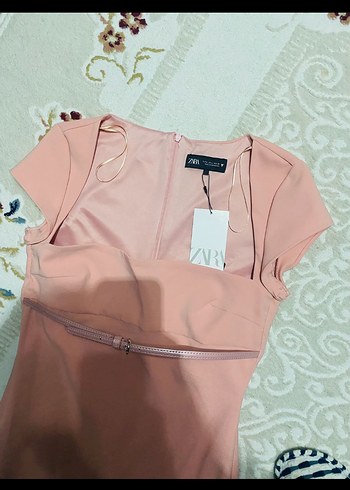 Zara Pembe Kemerli Uzun Kadın Elbise - Görsel 3