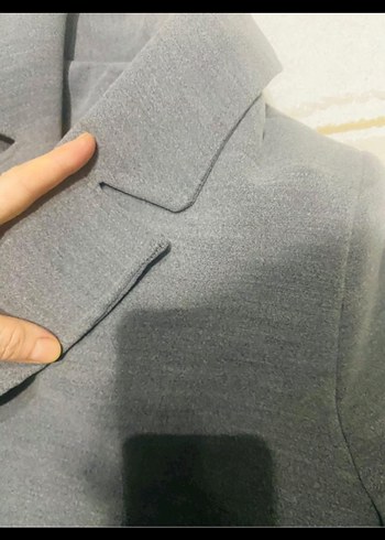 Düğmeli Uzun Gri Kadın Kaban - Görsel 3