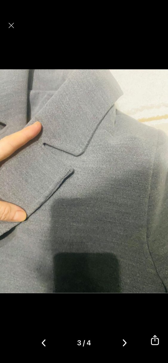 Düğmeli Uzun Gri Kadın Kaban - Görsel 3