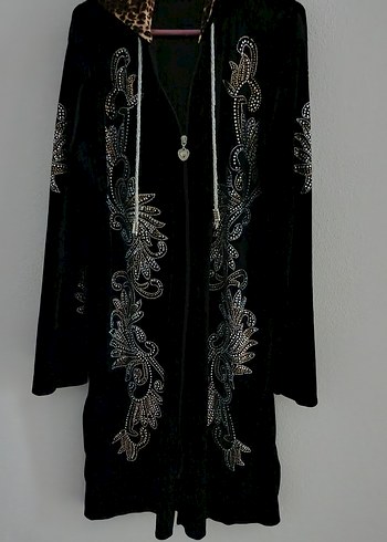 Kadın Siyah taşlı kadife eşofman takımı - Görsel 6