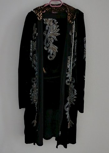 Kadın Siyah taşlı kadife eşofman takımı - Görsel 5