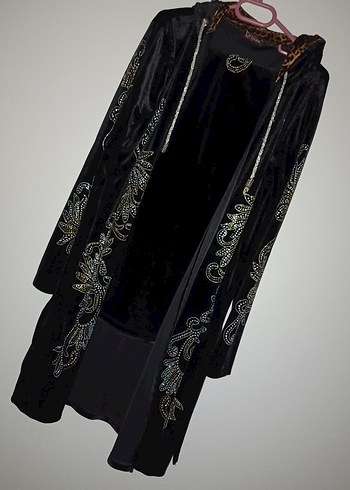 Kadın Siyah taşlı kadife eşofman takımı - Görsel 2