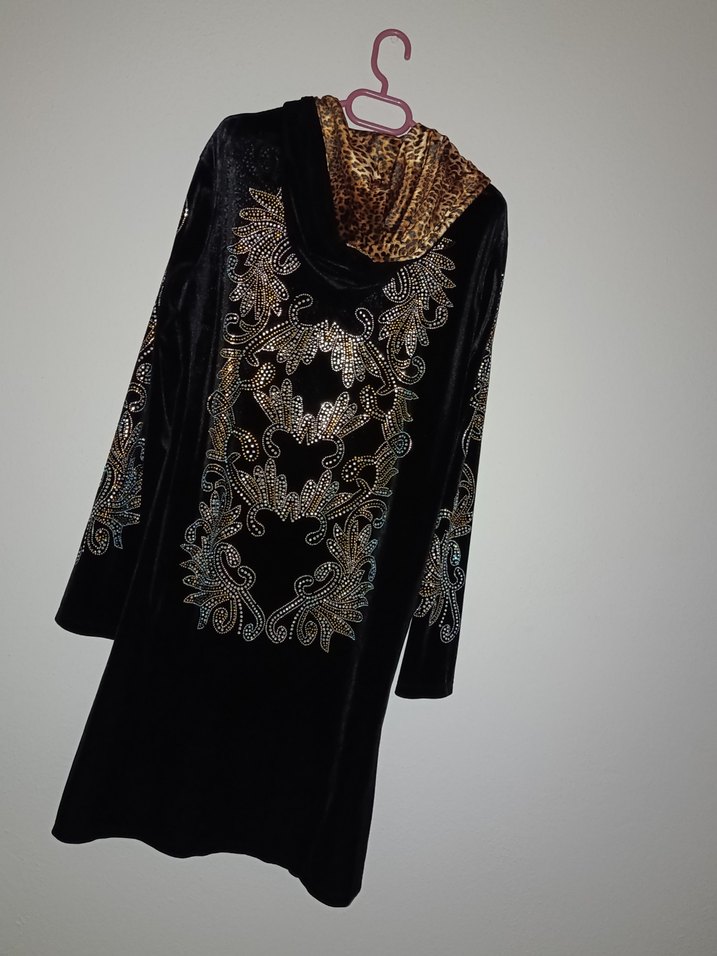 Kadın Siyah taşlı kadife eşofman takımı - Görsel 4