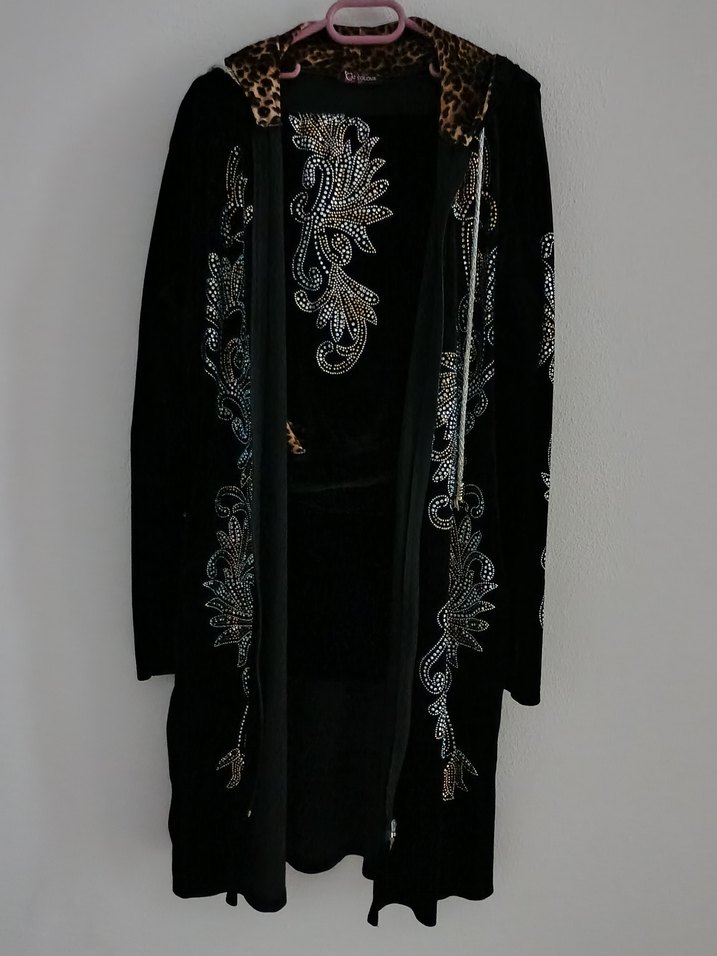 Kadın Siyah taşlı kadife eşofman takımı - Görsel 5