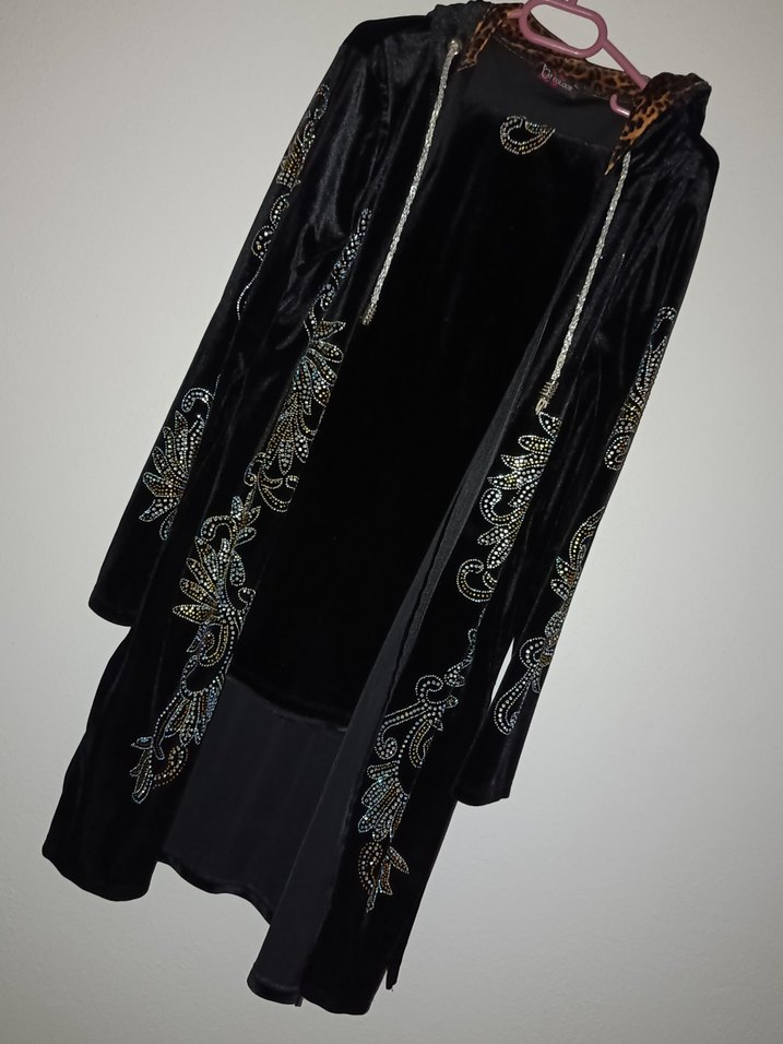 Kadın Siyah taşlı kadife eşofman takımı - Görsel 2