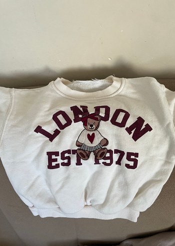 12-18 Ay Beden Baskılı Pamuklu Kadın Sweatshirt