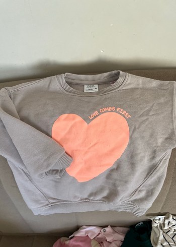 Kız Çocuk Gri Baskılı Sweatshirt