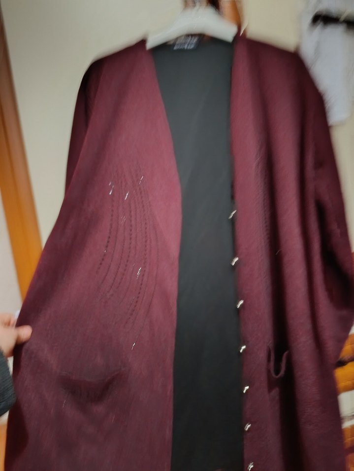 Bordo Uzun Kollu Düğmeli Kadın Hırka sıfır - Görsel 3